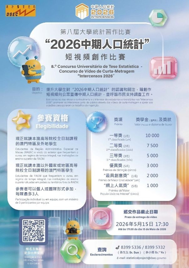 2026中期人口統計”短視頻創作比賽現正接受報名